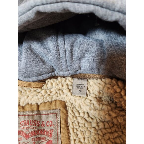 Levi's Washed Cotton Hooded Military Jacket – Men's Size Large Brown - Picture 8 of 8